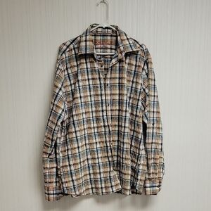 Luchiano Visconti Long Skeeve Plaid Button-Up Shirt, Men's XL.  Embriodered